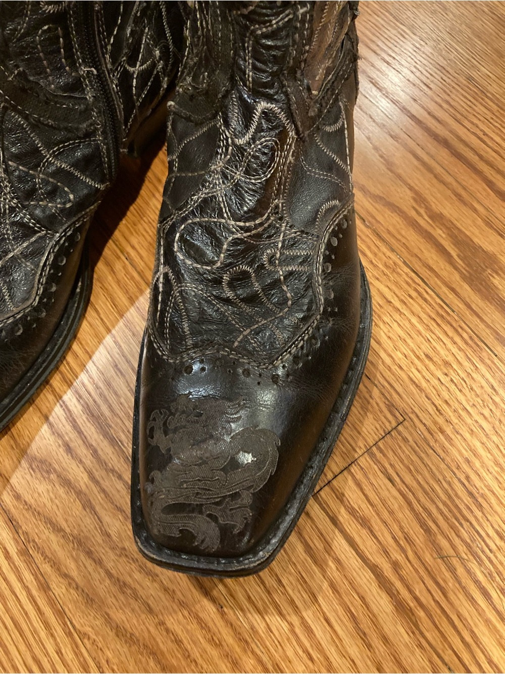 Mark Nason Rock Lives Italian Black Stitched Embossed Dragon side zip boots